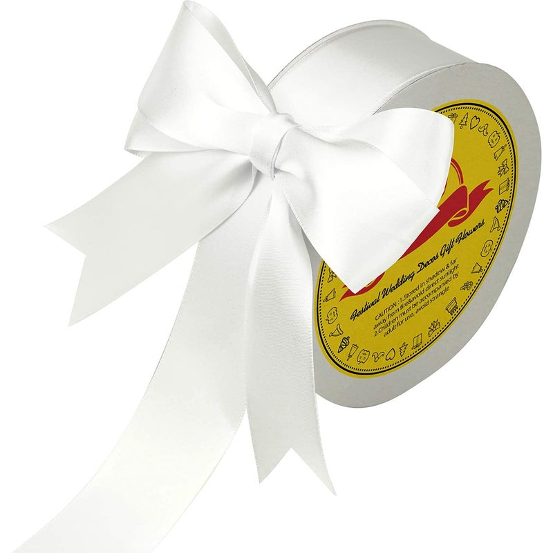 LEEQE Double Face White Satin Ribbon 1-1/2 inch X 50 Yards Polyester White Ribbon for Gift Wrapping Very Suitable for Weddings Party Hair Bow Invitation Decorations and More - Image 2